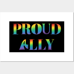 Bold Rainbow Letters Proud Ally Pride Posters and Art